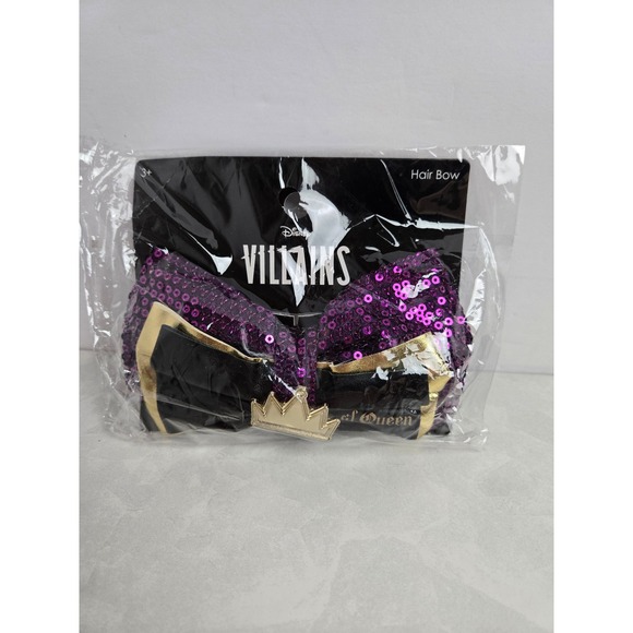 Disney Villains Evil Queen Hair Bow Purple Sequin Cosplay Costume Accessory NWT - Picture 1 of 10